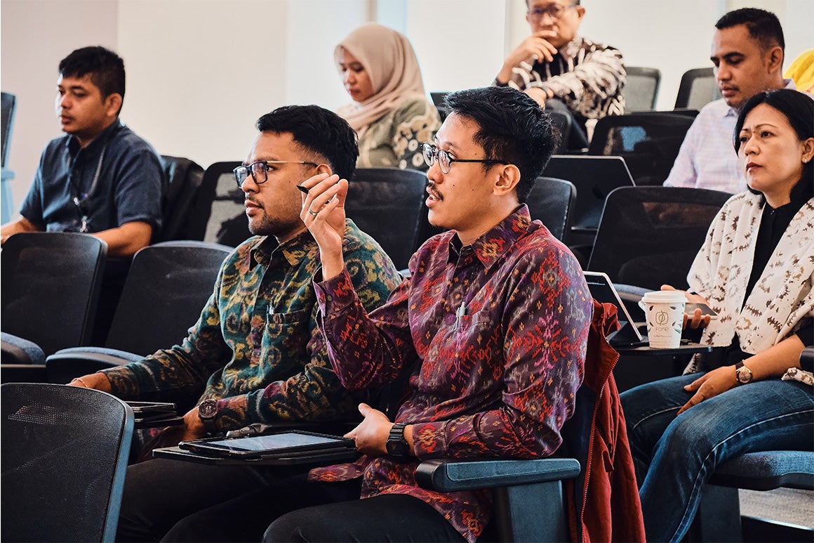Students discussing in a classroom