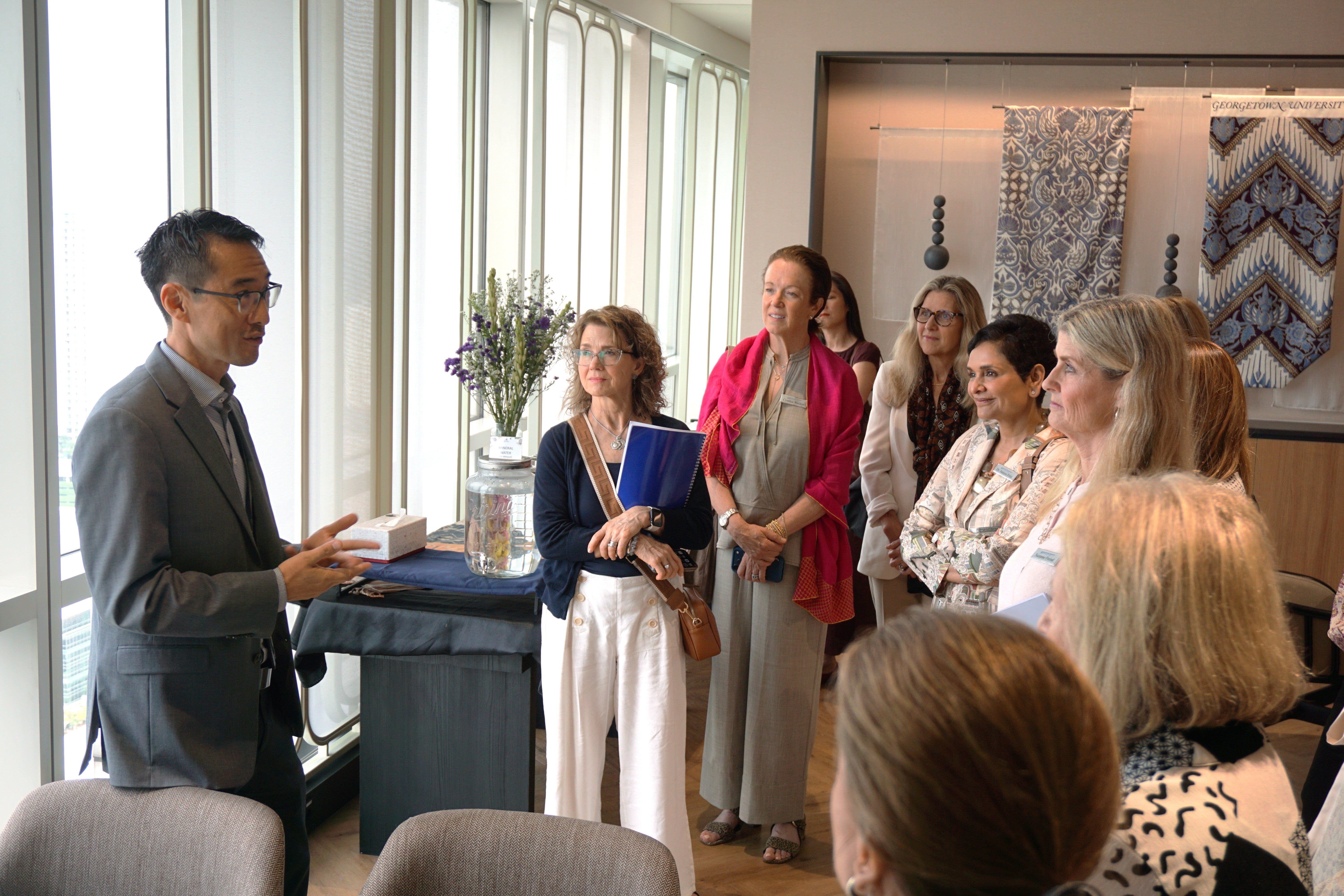 Representatives from GIWPS visit Georgetown SFS Asia Pacific, where they are welcomed by Yuhki Tajima